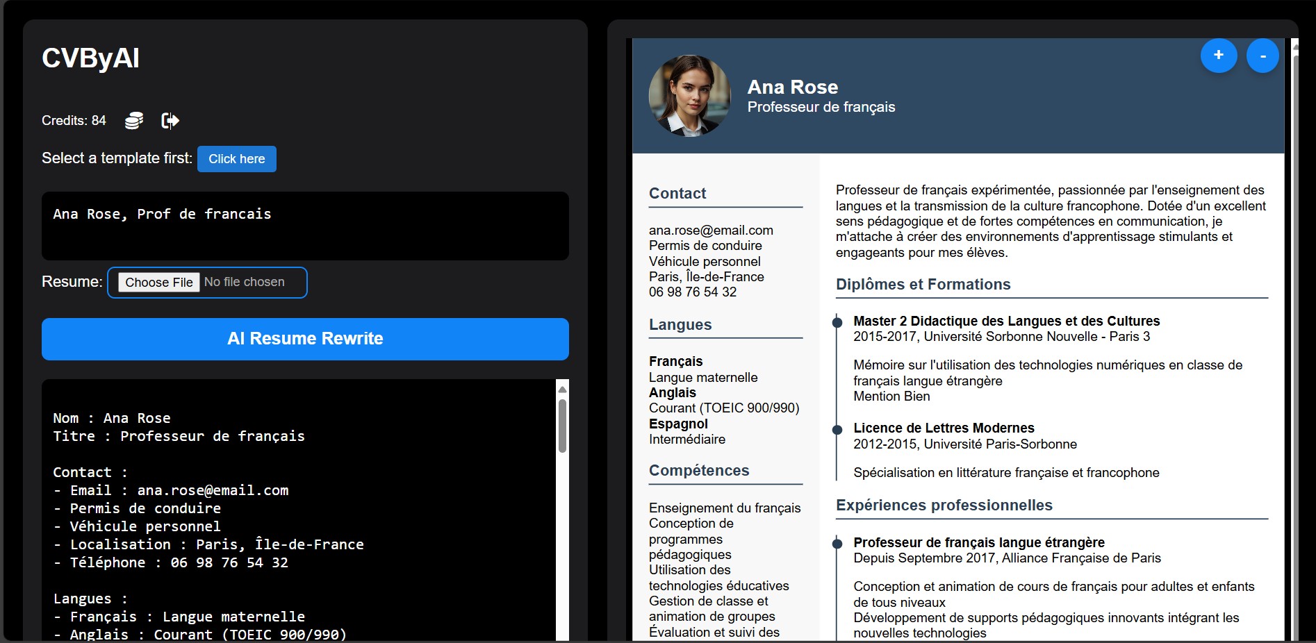 Generateur de CV CVByAI