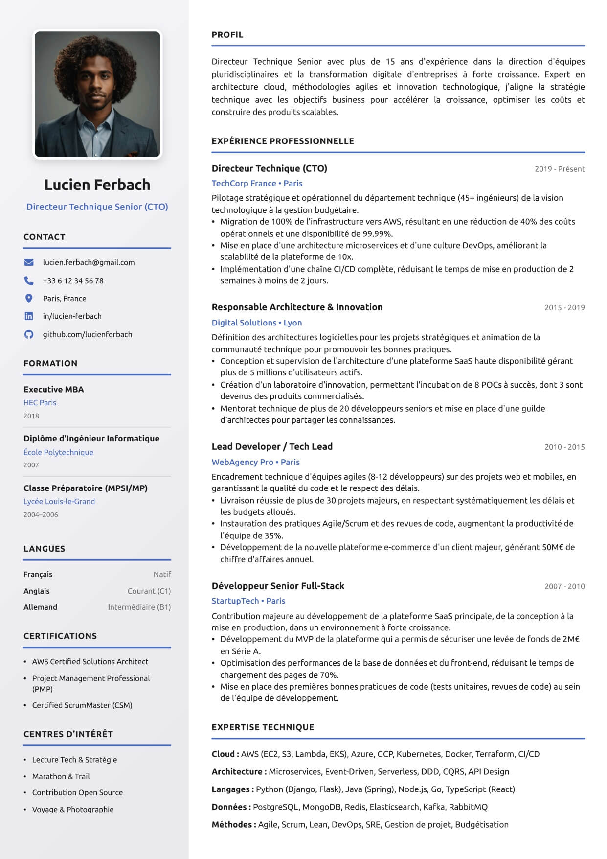 Modèle de CV Google — minimaliste ATS