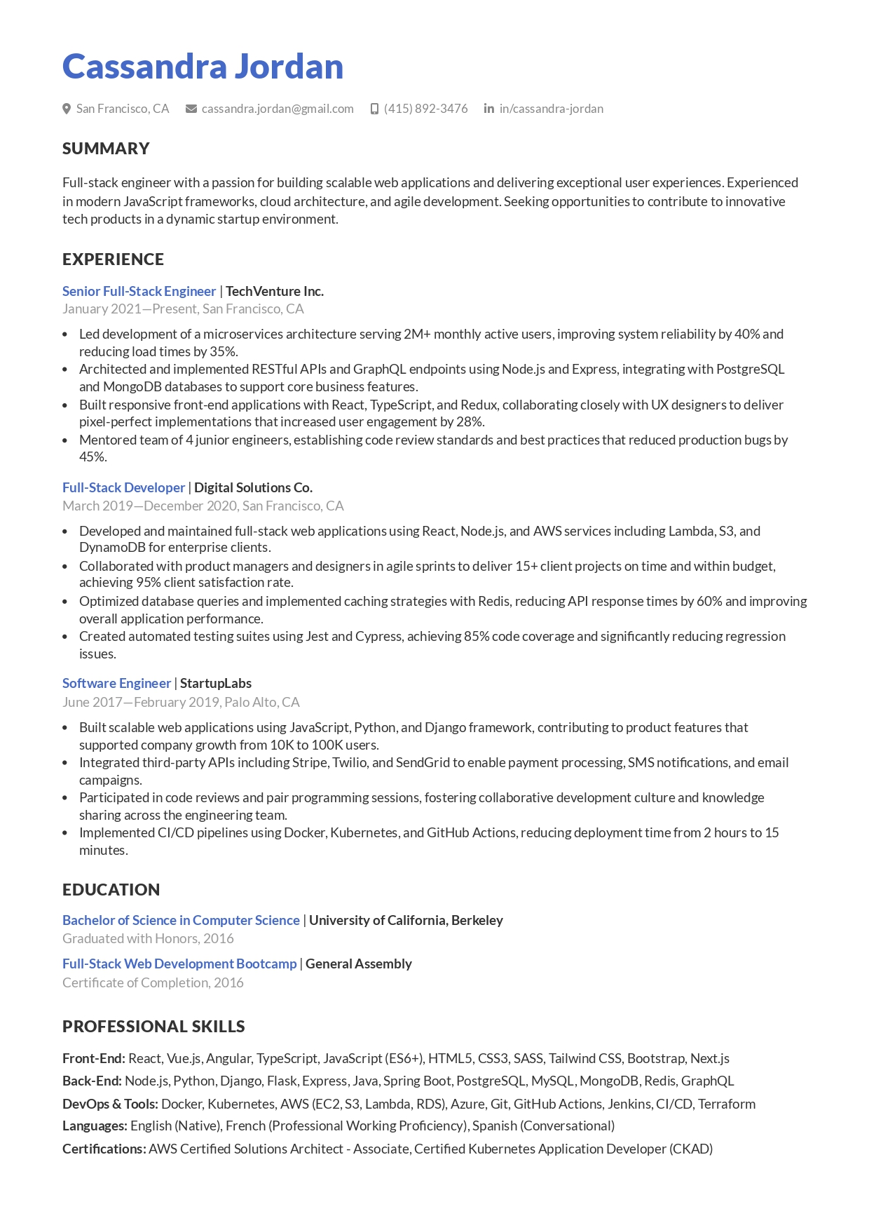 Airbus resume template