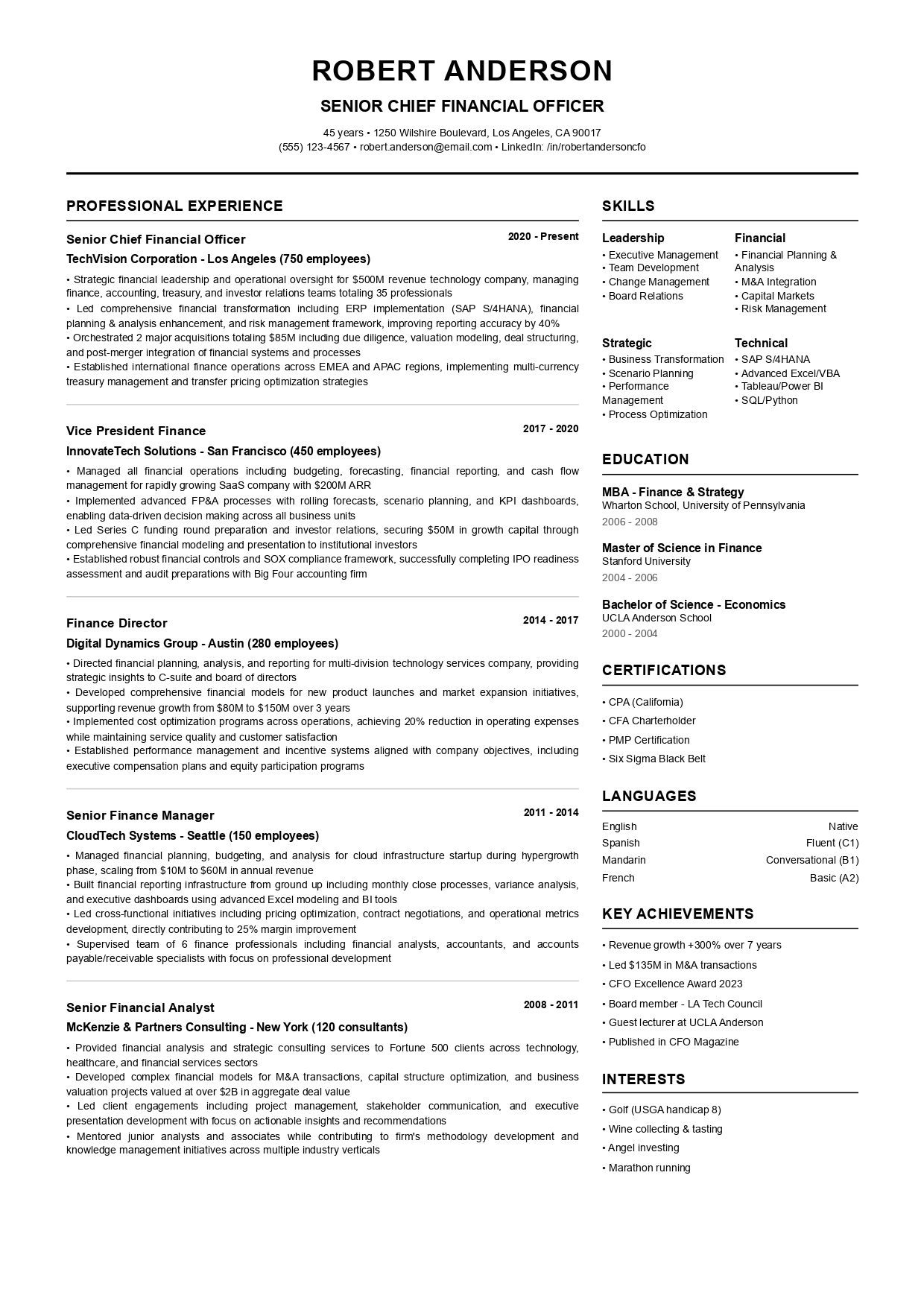 Designer resume template with columns 106 by CVByAI