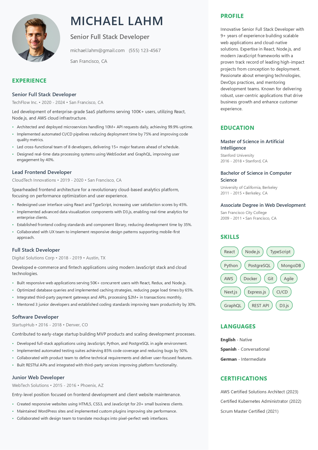 Simple resume template for executives 107 by CVByAI