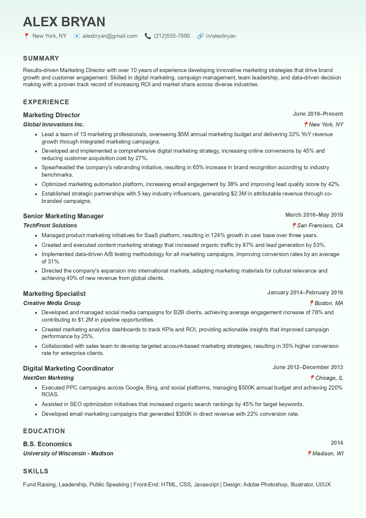 Modern resume template with gradiant 109 by CVByAI