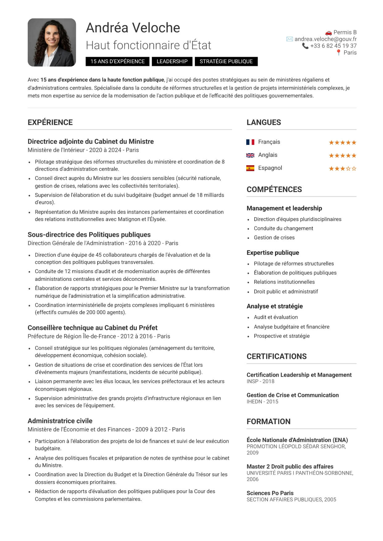 Modèle CV pour responsable de salon de coiffure