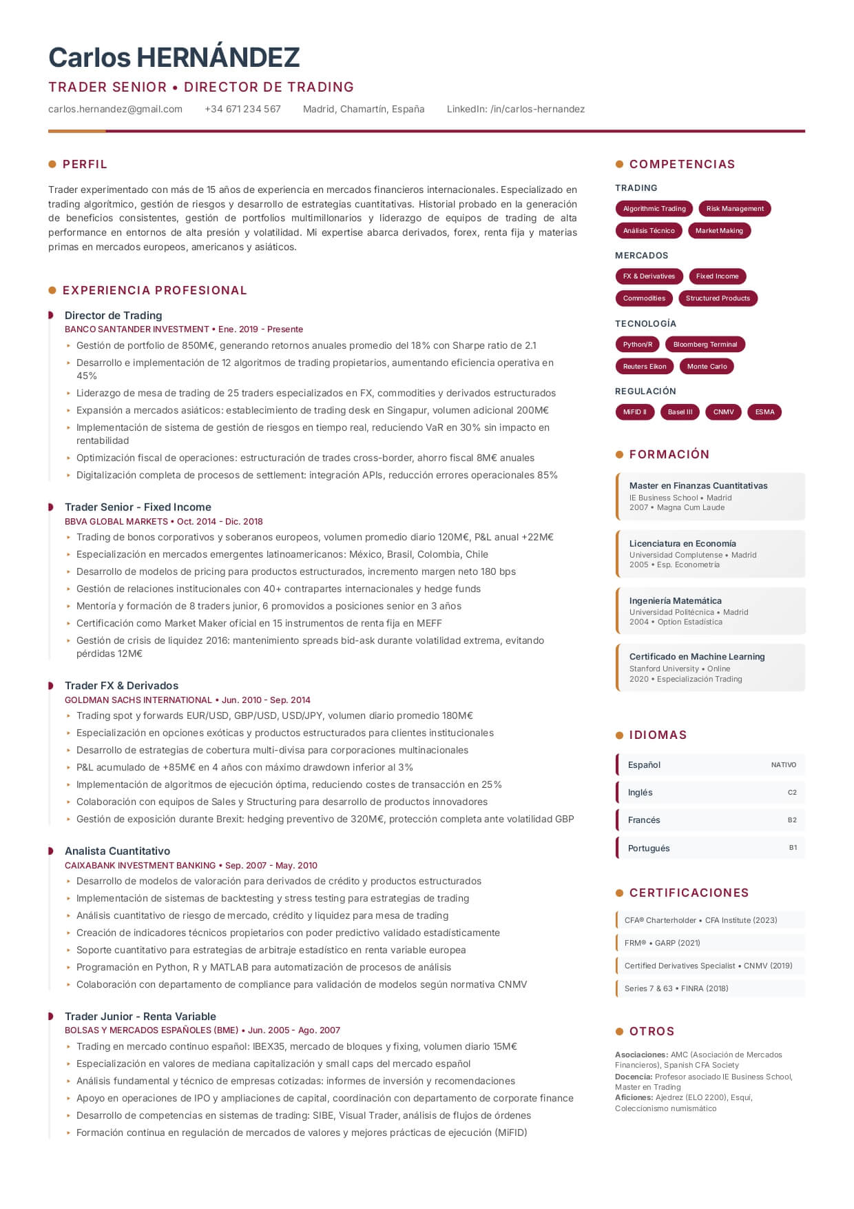 Plantilla de CV BBVA