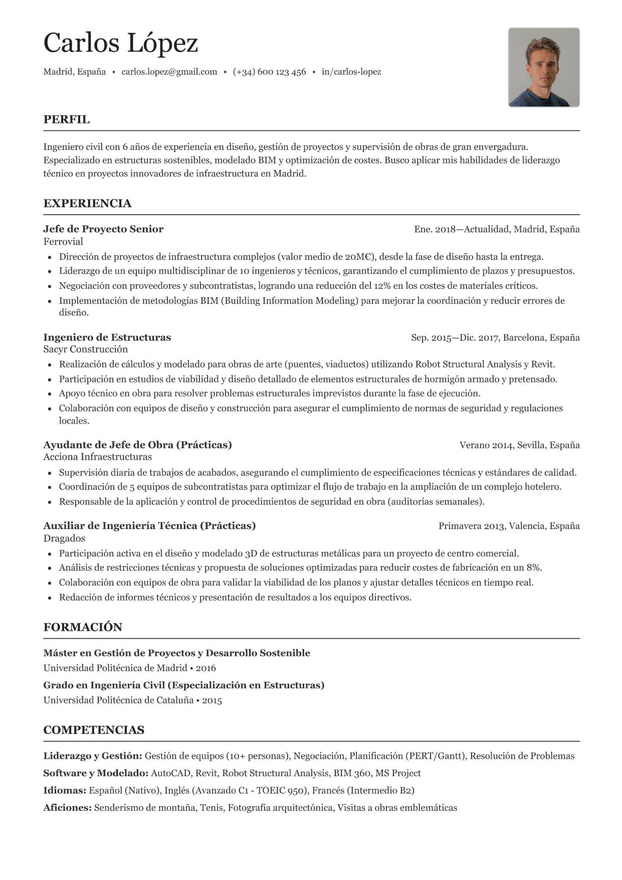 Plantilla de CV Repsol