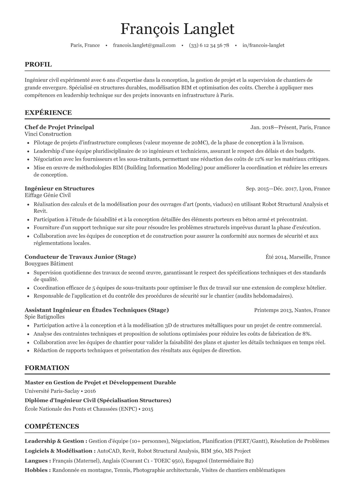 Modèle de CV Apple — design épuré premium